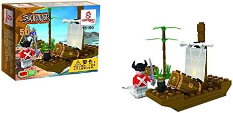 Sea Rover Adventure Pirate Building Block Pirate Boat with Treasure Box pirate Figure Play Set 50 Pcs FULLY COMPATIBLE WITH LEGO