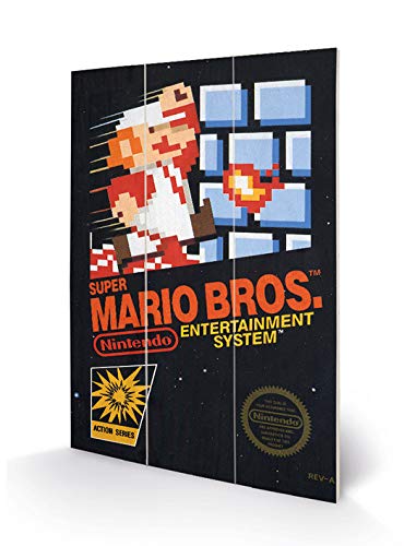 Nintendo Super Mario Bros. Wood Print (Nes Cover Design) 20cm x 29.5cm - Official Merchandise