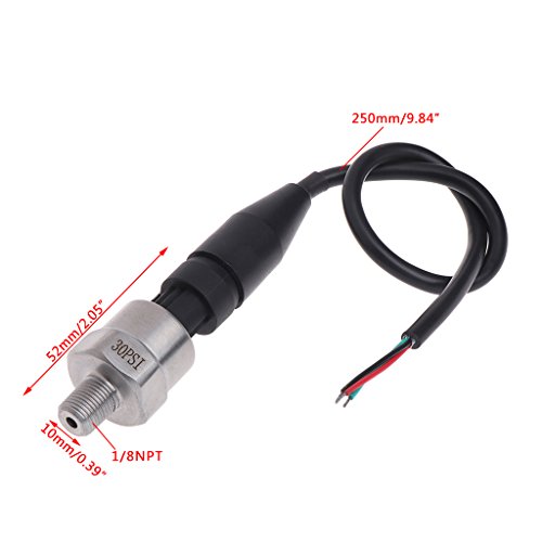 Qisuw Pressure Sensor-DC5V 1/8NPT Pressure Transducer Transmitter Sensor Stainless Steel Oil Air Water (150psi)