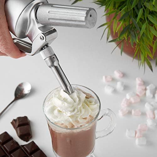 RuneSol® Home Whipper Siphon à crème chantilly professionnel avec 3 douilles en acier inoxydable. Siphons compatible avec les cartouches N20 (non inclus) - Cuisine A Vivre RuneSol® Home Whipper Siphon à crème chantilly professionnel avec 3 douilles en acier inoxydable. Siphons compatible avec les cartouches N20 (non inclus)