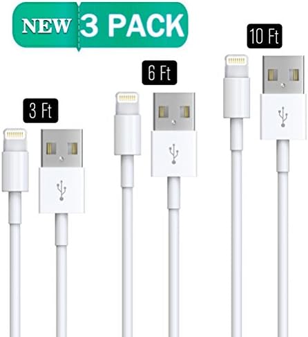 Lightning to USB Certified - 3 FT 6 FT 10 Feet [Heavy Duty] iPhone Charging Cable iPad Charger for Apple iPhone 7/6S/Plus/SE iPad Mini/Air/Pro/iPod, Compatible with iOS10