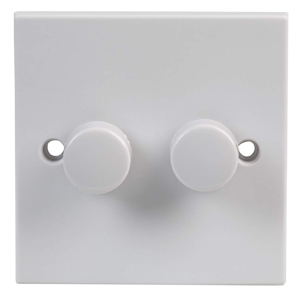 Pro Elec 0402-2-400W 2 Gang 2 Way Di mmer Light Switch, 400W, White