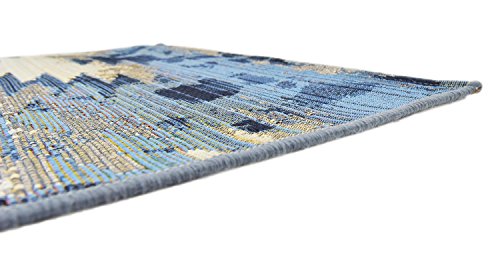 Unique Loom Nantucket Collection Modern Transitional Indoor and Outdoor Blue Runner Rug (2' x 6')