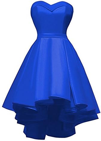 Sweetheart Ball Gown Short Prom Dress Plus Size Hi-Lo Satin Formal Evening Cocktail Gown Lace Up Royalblue,22W