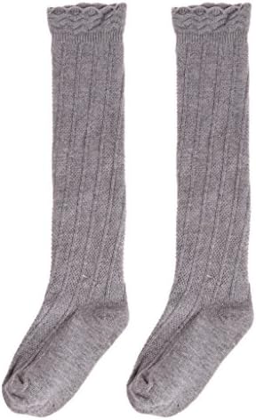 Peako Baby Toddler Girls Cotton Knee High Socks Tights Leg Warmer Stockings for 0-3Y (S, Gray)