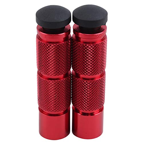 YouCY Motorcycle Foot Pegs Rests Pedals Front Footrest Round Pedals Footpegs for Motorcycle Replacement Outdoor Accessories,Red - Thumbnail 2