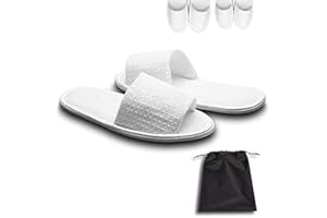AhfuLife 5 Pairs of Waffle Spa Slippers, Open Toe White Slippers - Fit Most Men and Women for Spa, Party Guest, Hotel and Travel