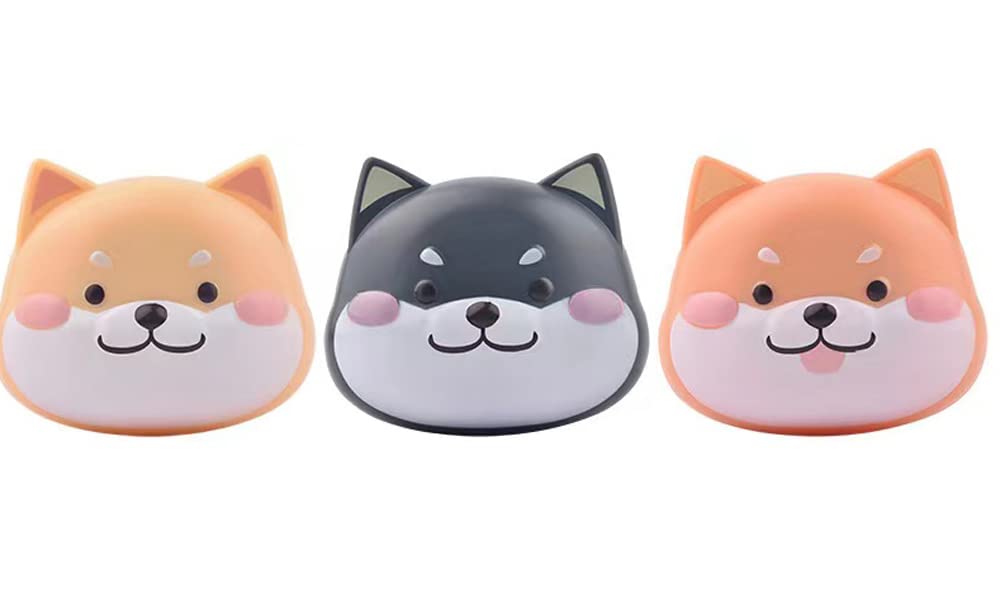 2 Pack Cute Contact Lens Cases, Shiba Inu Contact Lens Soak Storage Box, Portable Cartoon Contact Lens Holder with Mirror Tweezers for Travel Kit (Orange)
