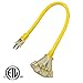 Iron Forge Cable 2 Foot Lighted Outdoor Extension Cord with 3 Outlets - 12/3 SJTW Heavy Duty Yellow Extension Cable 3 Prong - Multiple Outlets