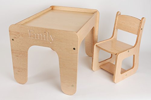 Glenhill Furniture Kids Wooden Activity Table Chair 6 Lego Compatible Base Plates Free Name Engraving