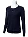 FLORIA Women's Button Down Crew Neck Long Sleeve Soft Knit Cardigan Sweater Navy M