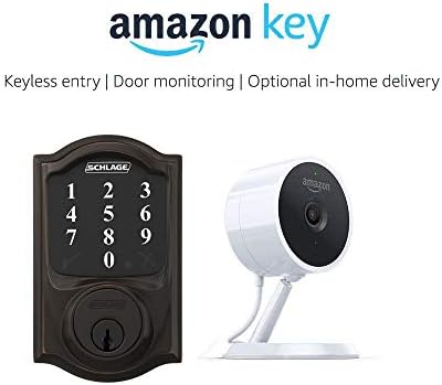 Schlage Connect Zigbee-Certified Smart Deadbolt + Amazon Cloud Cam | Key Smart Lock Kit (Camelot in Aged Bronze)