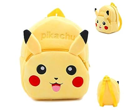 Frantic Kids Velvet Pikachu Bag for School/Nursery/Picnic/Travelling in Yellow (Pikachu)