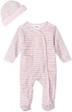 Spasilk 2 Piece Sleepwear With Hat - Girl Stripe Print, Pink, 0-3 Months
