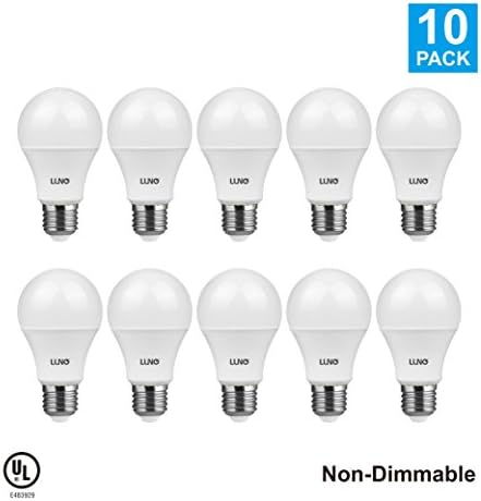 LUNO A19 Non-Dimmable LED Bulb, 6.0W (40W Equivalent), 450 Lumens, 5000K (Daylight), Medium Base (E26), UL Certified (10-Pack)
