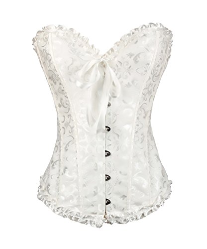 Targogo-Donna-Corsetti-Abbigliamento-Burlesque-Bustino-Corsetto-A-Cuore-Raso-Lacci-Dimagrante-Modellante-Bustier-Corset-con-G-String
