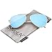 zeroUV Mirrored Oversized Aviator Sunglasses for Women and Men, Metal Frame with UV400 with Large Flat Mirror Lens 58mm (Gold/Blue Mirror)