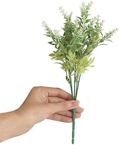pengchengxinmiao 15 Heads Artificial Flowers Lifelike Lavender Fake Floral Wedding Home Realistic Decor Anniversary Birthday Valentines Girlfriend Gift (White, Free)