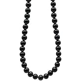 VN Jewelry Handmade Mens Beaded Necklace Chain Tigers Eye Black Agate Blue Lapis Lazuli 8MM Natural Gemstones Healing Crystal Necklace for Men