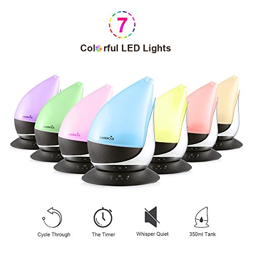 Easehold Aroma Essential Oil Diffuser Humidifier 400ml Cool Mist with Colorful Lights 4 Timer Wood Grain Finish