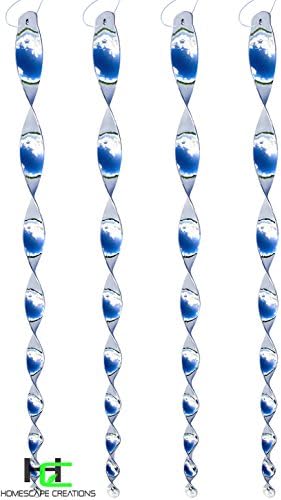 Extra Long Bird Repellent Scare Rods by Homescape Creations - Ornamental Reflective Spiral Deterrent Device - 4 Pack (19 inches)
