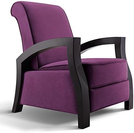 Artiva USA"Kuta Solid Wood Java Black Premium Grey Microvelvet Recliner, Royal Purple