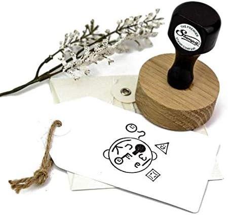 Personalised Custom Round Rubber Stamp - Eco Wood - Ideal For Stamping On Gift Tags, Christmas Cards, Wrapping Paper & Envelopes - Sizes Available 50mm, 60mm & 70mm