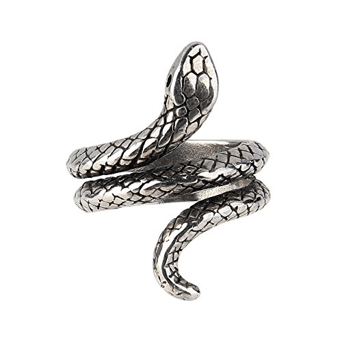 Beauty7 Adjustable Gothic Punk Rock Retro Style Snake Venom Coil Open Cocktail Ring Men