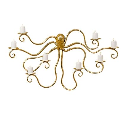 Candelabro De Pared Pulpo Ancho 96cm En Hierro Dorado Deco Hogar