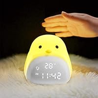 Kids Alarm Clock,Screen alarm,Temperature display alarm ,Cute Chick Alarm Clock for Girls Boys, Kids Night Light Clock with 3 Color Changing,Children