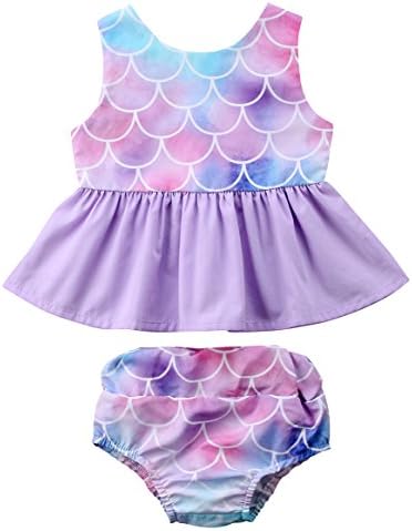 Newborn Baby Girl Clothes Mermaid Fish Scale Tutu Ruffle Dress with Shorts Pants Toddler Infant Little Kid Girls Outfits Sets