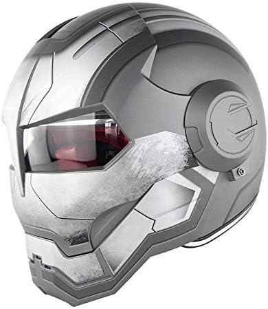 PURROMM Motorcycle Helmet-Motocross Full Face Flip-Up Open Mask Helmet Retro Off-Road Motorbike War Machine Helmet D.O.T Certified Cruiser Safety Cap,Matte,L