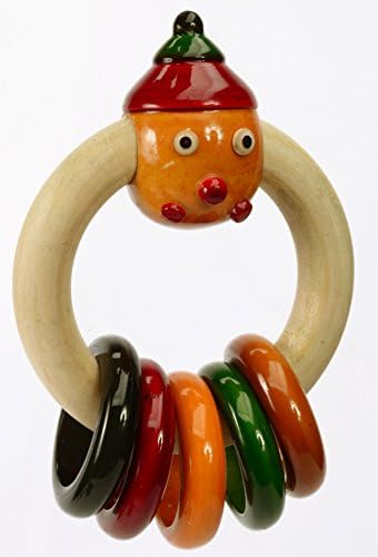 Handmade Lacqur Finished White Wood Rattle Toy Décor Wooden Gift
