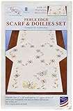 Jack Dempsey Stamped Dresser Scarf and Doilies Perle Edge, Fluttering Butterflies