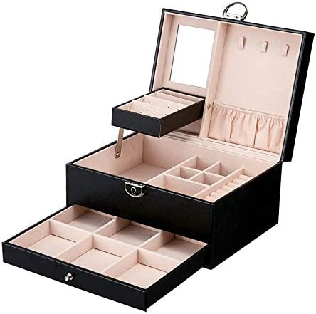 YITEJIA Juelee Multi-Function Storage Box Leather Jewelry Box Multi-Layer Large-Capacity Jewelry Organizer Joyeros Organizador porta jo (Color : Black)