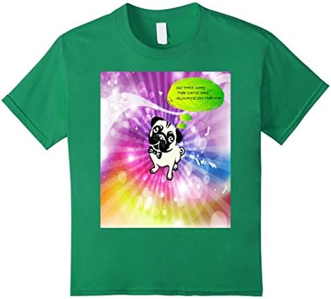 Kids Trippy Dog | Tye Dye Dog | Pug Shirt | Pug Tye Dye Shirt 12 Kelly Green