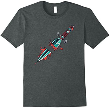 Mens Traditional Dagger Tattoo TShirt - OldsSchool Ink Tee XL Dark Heather