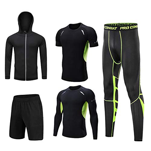 5PCS / Outfit Men's Gym Running Fitness Sportswear Kit Compression