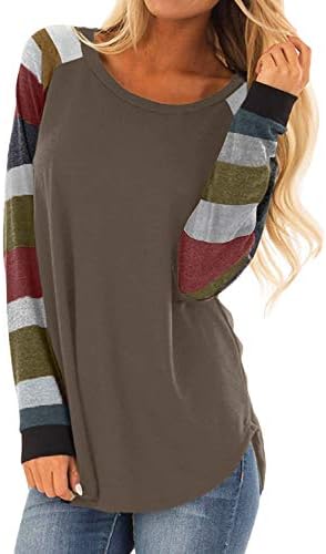 Womens Casual Tunic Sweatshirt Tops Color Block Long Sleeve Jersey T Shirt Pullovers