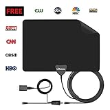 HDTV Antenna, La Realeza Indoor Amplified Digital TV Antenna 50 Miles Range[ Better Reception] with Detachable Amplifier Signal Booster,USB Power Supply and 13 FT High Performance Coaxial Cable-Black