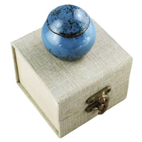 Keepsake Urns for Human Ashes Small Boxes, Mini Funeral Cremation Urns Adult - Fits a Small Amount of Cremated Remains - Display Burial at Home or Office Decor ( Fambe Blue Ocean, Hand Ceramics - Thumbnail 5