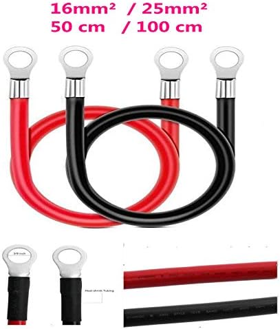Dazzld 4 Awg 25mm 50cm赤 黒純銅バッテリーケーブル電源トランスラインセット 太陽エネルギー Rv 車 ボート 自動車 マリン オートバイ 50cm