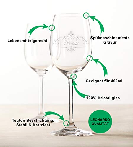 2x Leonardo Weingläser Vintage Weinranke graviert mit Namen & Motiv - Geschenk für Paare - Geschenk für Geburtstag… – Bild 4