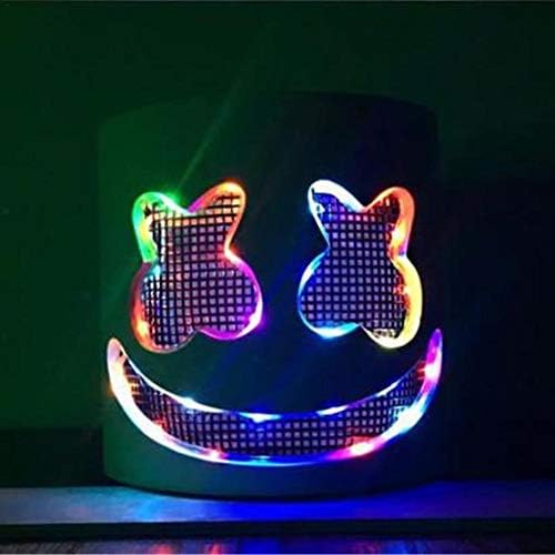 foreverwen DJ Mask Marshmallow Mask LED Music Festival Helmets Novelty Costume Party Mask Rubber Latex Rubber Latex Mask
