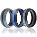 ThunderFit Silicone Wedding Band / Engagement Ring - 3 Rings Pack - 8.7mm Wide (2mm Thick) - Middle Line (9)