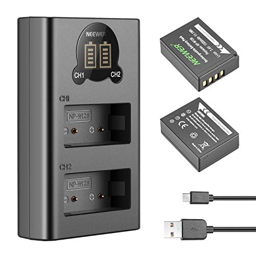 Neewer Kit Rechange Batterie et Chargeur pour NP-W126 pour Fujifilm X-T3 X-T2 X-T1 X-A5 X-E3 X-E2 X-E1 X100F X-H1 X-M1 X-Pro2 X-T20 et Plus (2 1500mAh Batterie/Double USB et Entrée de Type C) - Image 2