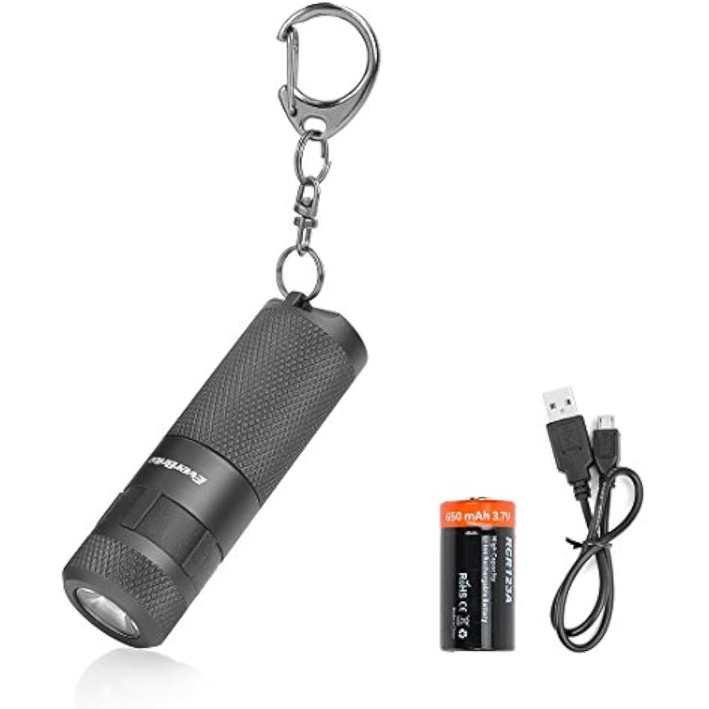 EverBrite LED Keychain Flashlight, Ultra Bright Rechargeable Ring Light