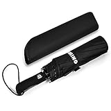Umbrella,Windproof Compact Travel Umbrella 60MPH/300T Auto Open Close Folding Umbrella by Punming(Black)