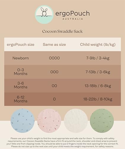 ergoPouch Cocoon Swaddle Sack 0.2 TOG - Baby Sleep Sack, Gentle Snug Fit Helps Calm Startle Reflex, Ideal for Arms In/Out Sleeping, Soft Breathable Fabric for Better Sleep