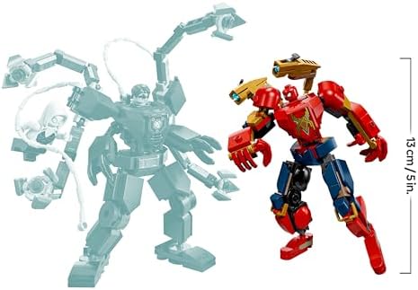 | Marvel Battaglia Mech: Spider-Man vs. Doc Ock - Giocattolo dei Supereroi con 2 Action Figure, 3 Minifigure, Shooter e Corde-Ragnatela - Idea Regalo per Bambini da 6 Anni in su - 76338